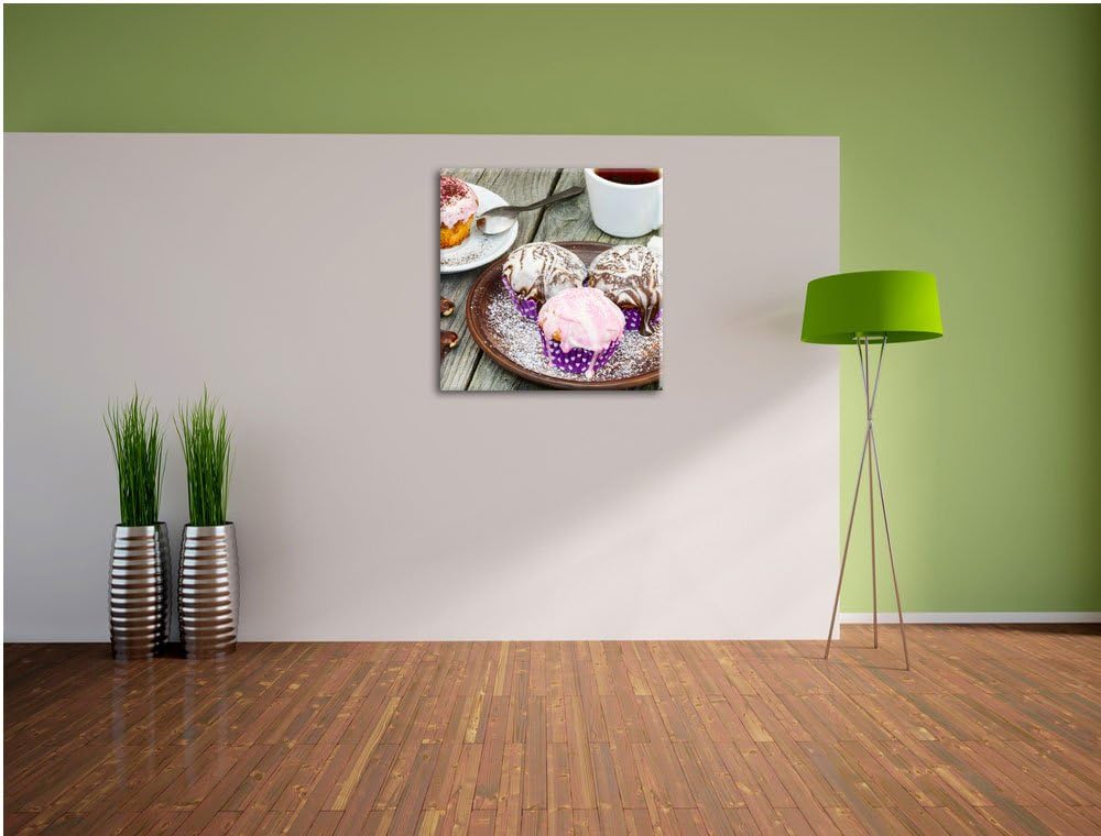 Köstliche Cupcakes, Format: 70x70 auf Leinwand, XXL riesige Bilder fertig gerahmt mit Keilrahmen, Ku