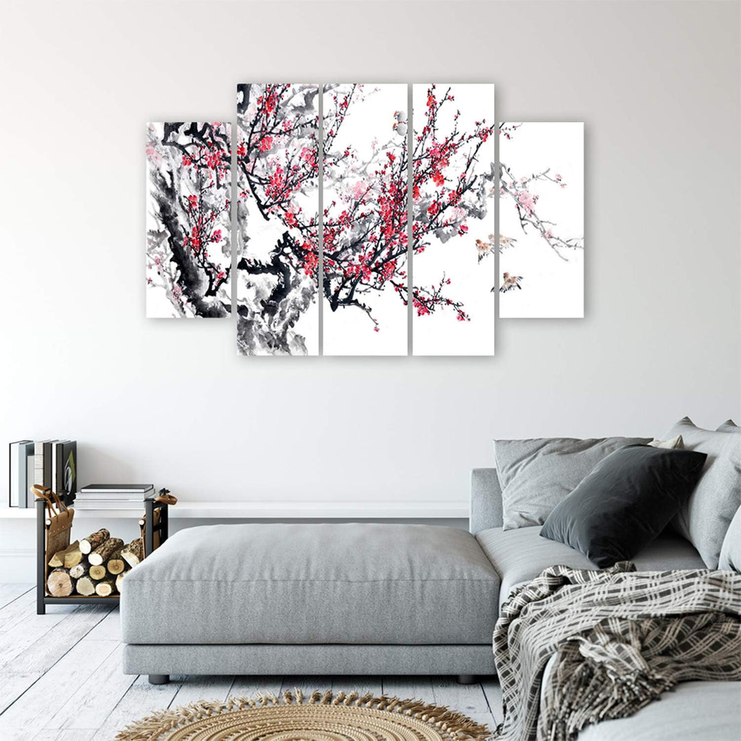 Feeby. Leinwandbild - 5 Teile - Bilder, Wand Bild, Wandbilder, Kunstdruck XXL, 5-Teilig, (JAPANISCHE