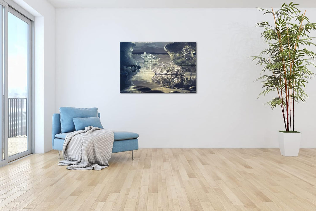 deyoli Antarktisches Eis Format: 80x60 als Leinwand, Motiv fertig gerahmt auf Echtholzrahmen, Hochwe