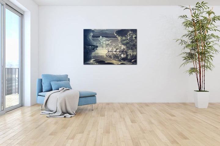 deyoli Antarktisches Eis Format: 80x60 als Leinwand, Motiv fertig gerahmt auf Echtholzrahmen, Hochwe