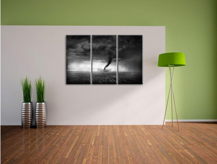 Pixxprint Naturgewalt Tornado als Leinwandbild/Grösse: 3 Teilig (120x80 cm) cm/Wandbild/Kunstdruck/f