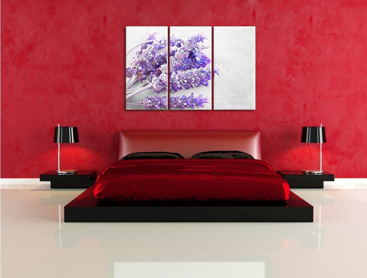 Pixxprint getrockneter Lavendel als Leinwandbild | Grösse: 3 Teilig (120x80) | Wandbild| Kunstdruck