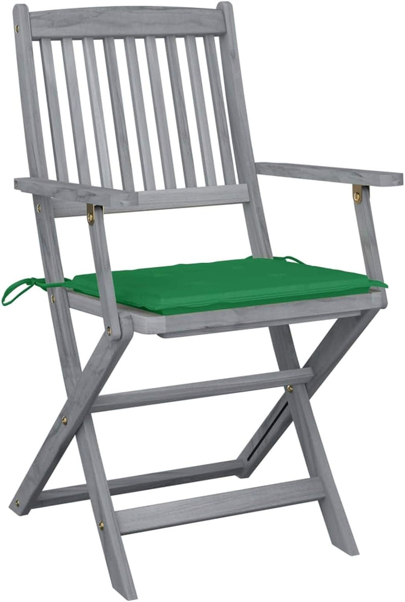 Tidyard 6 STK.Klappbare Gartenstühle mit Grün Sitzkissen witterungsbeständig Holz-Gartenstühlen Terr