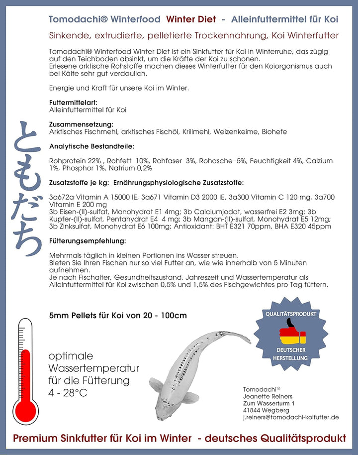 Winterfutter Koi Sinkfutter Koifutter für den Winter arktische Rohstoffe gut verdaulich bei Kälte En