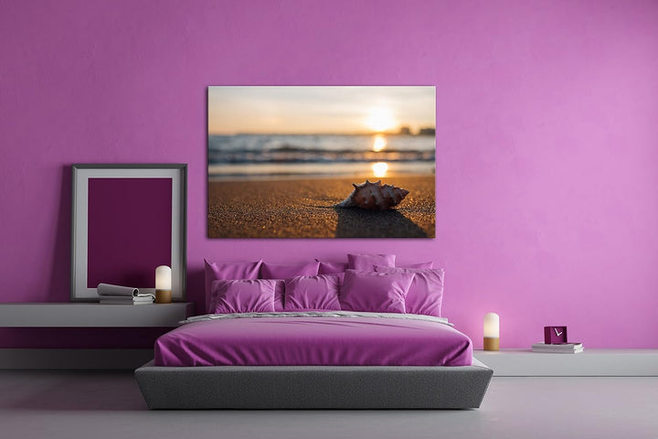 deyoli einzelne Muschel am Strand Format: 80x60 als Leinwand, Motiv fertig gerahmt auf Echtholzrahme