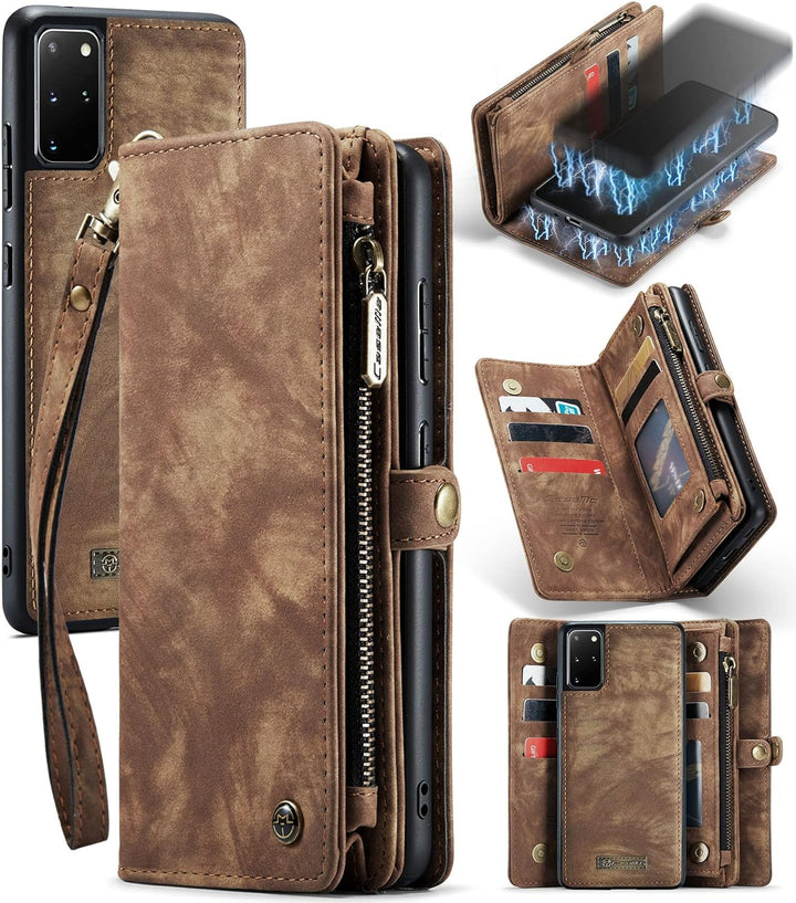 UFinetech 2-in-1 Samsung Galaxy S20 Plus Hülle Handy Tasche Leder TPU Flip Magnetisch Ständer Karten