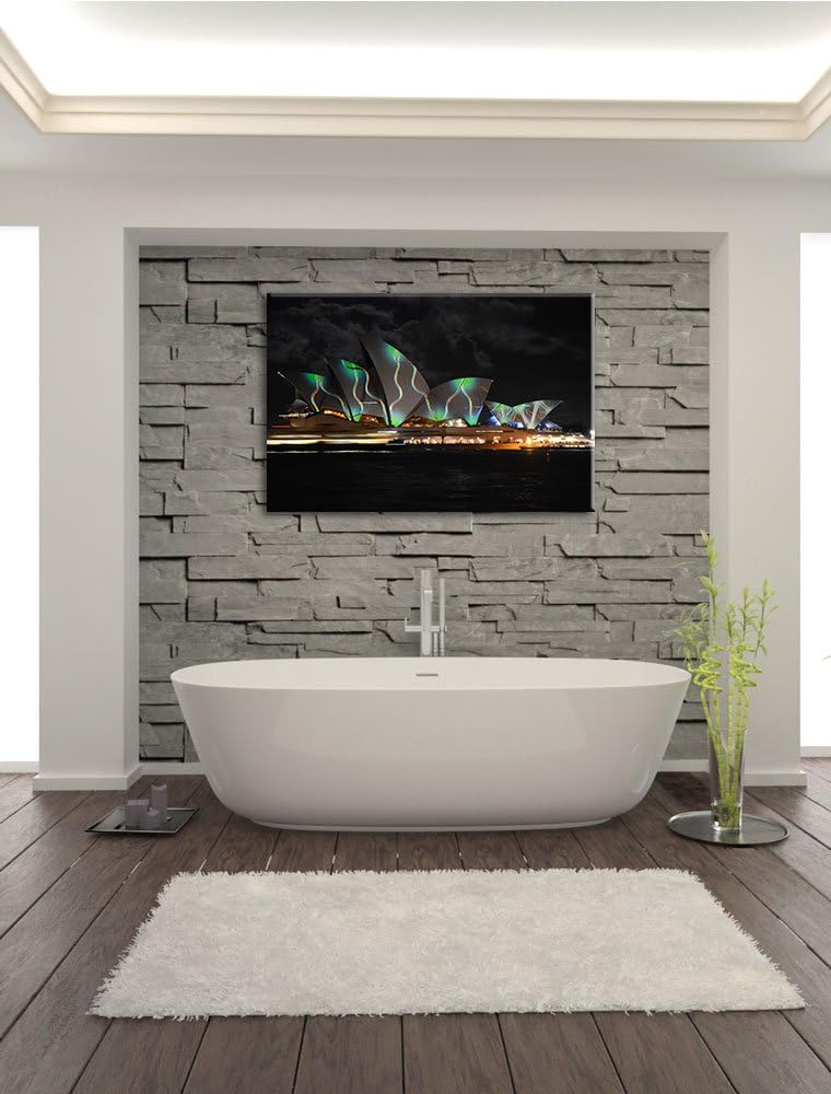 Dark Sydney Opera House grüne Beleuchtungauf Leinwand, XXL riesige Bilder fertig gerahmt mit Keilrah