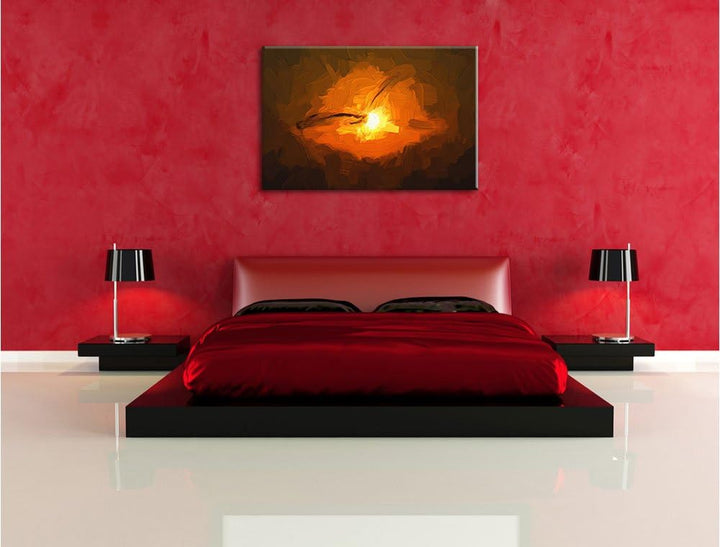 Pixxprint Möwe fliegt in den Sonnenuntergang als Leinwandbild/Grösse: 100x70 cm/Wandbild/Kunstdruck/