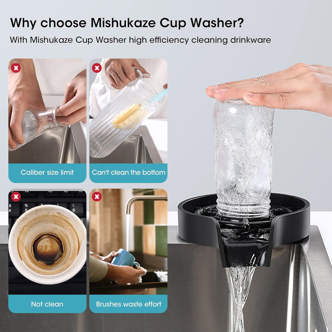 Automatische Glasspüler Wasserhahn, Mishukaze Gläserspüler Cup Washer für Küchenspülen, Glas Spüler
