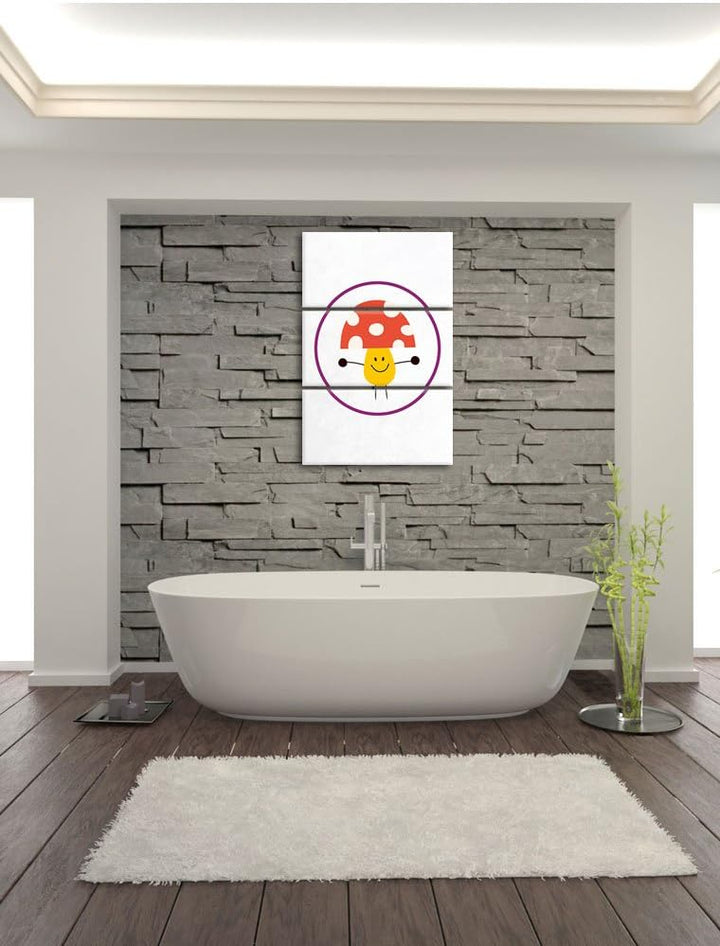 Pixxprint Süsser Pilz weiss 3-Teiler Leinwandbild 120x80 Bild auf Leinwand