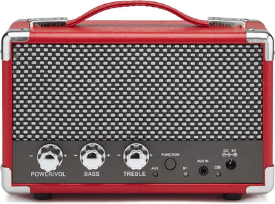 GPO Westwood Retro 25 Watt Lautsprecher mit Bluetooth und Tragegriff - Rot, Rot