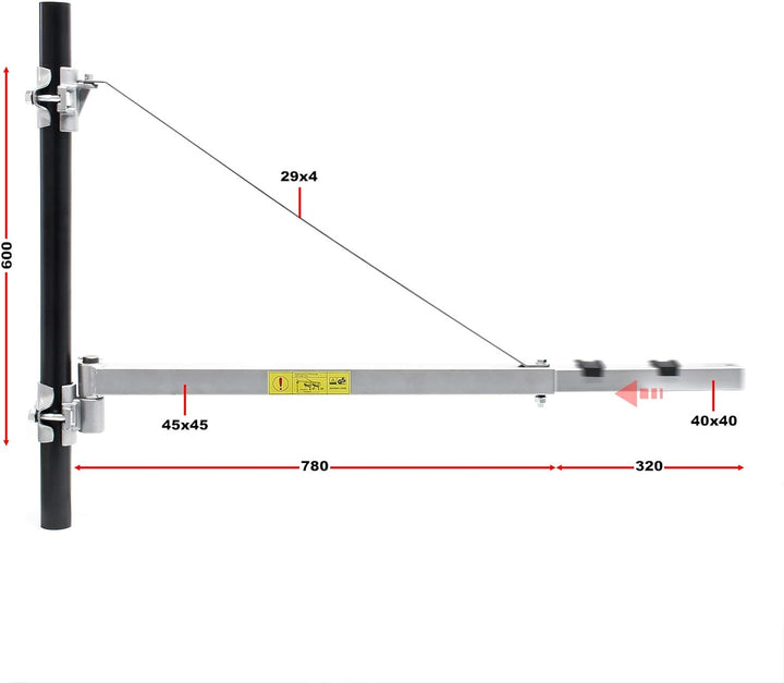 Schwenkarm Halterung Seilzug 600kg 110cm Seilwinde Seilhebezug Halterung Träger