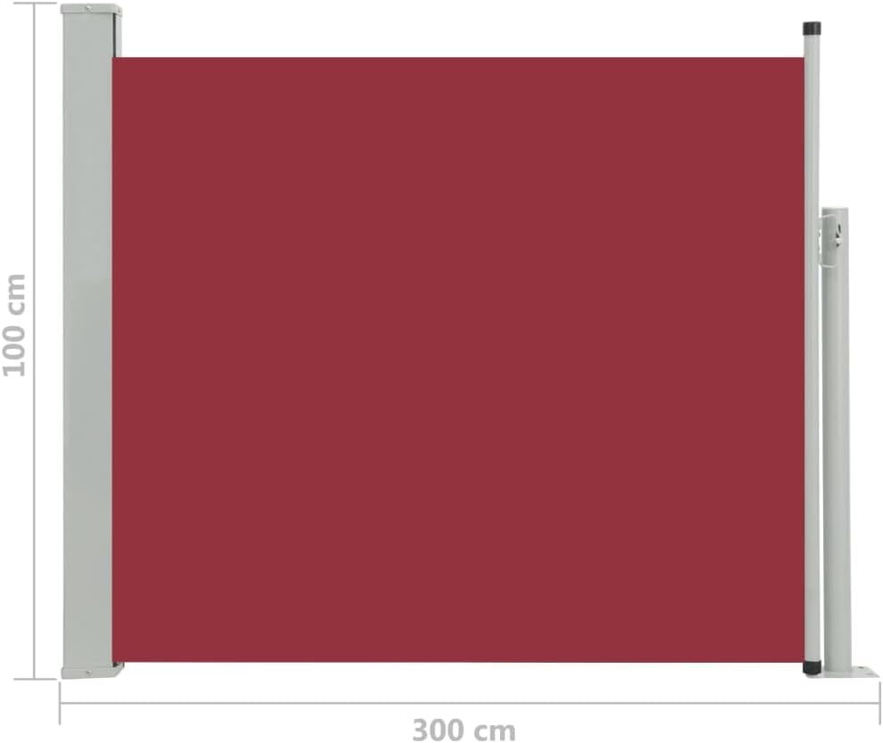 FIRBNUS Ausziehbare Seitenmarkise 100x300 cm Rot Sichtschutz Balkon Sichtschutz Garten Sonnenschutz