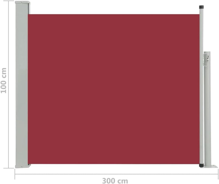 FIRBNUS Ausziehbare Seitenmarkise 100x300 cm Rot Sichtschutz Balkon Sichtschutz Garten Sonnenschutz