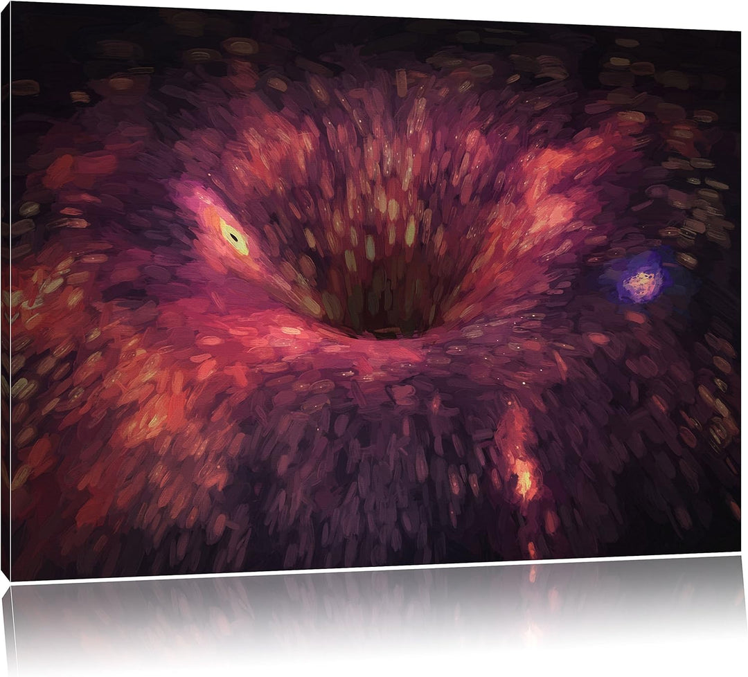Pixxprint Schwarzes Loch im Weltall Kunst/Format: 100x70cm / Leinwandbild fertig bespannt Wandbild K