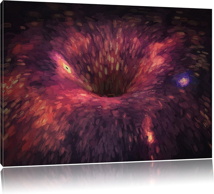Pixxprint Schwarzes Loch im Weltall Kunst/Format: 100x70cm / Leinwandbild fertig bespannt Wandbild K