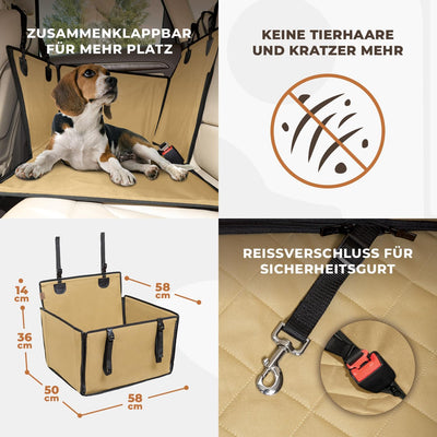 Extra Stabiler Hunde Autositz - Verstärkter Autositz für kleine und mittlere Hunde mit 4 Befestigung