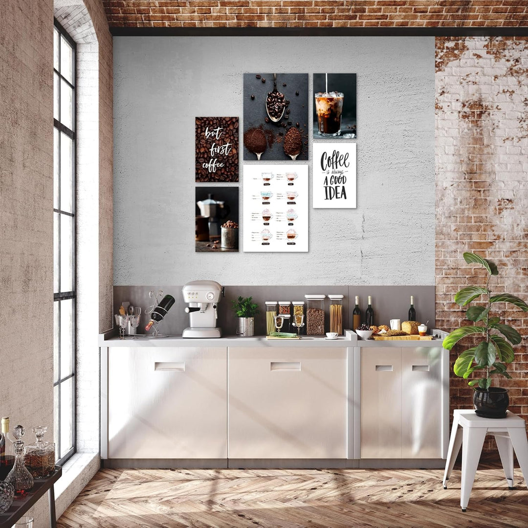 Novart Bilder Set - AUFHÄNGFERTIG - KEIN EXTRA RAHMEN BENÖTIGT - Kaffee Coffee Modern Küche - Esszim