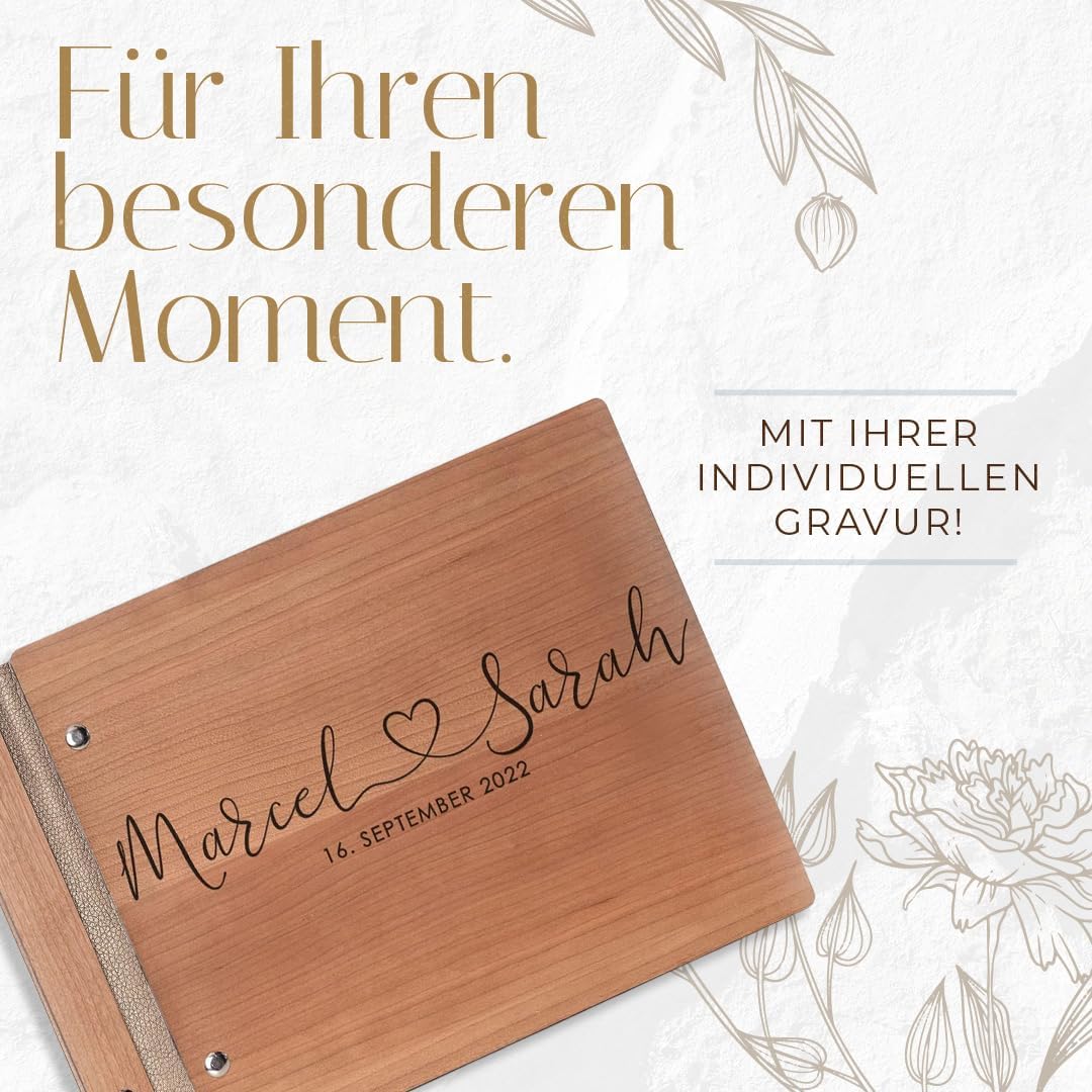 Hochzeitideal – Personalisierbares Gästebuch Hochzeit Mischa mit 40 Seiten I Hochzeit Gästebuch aus