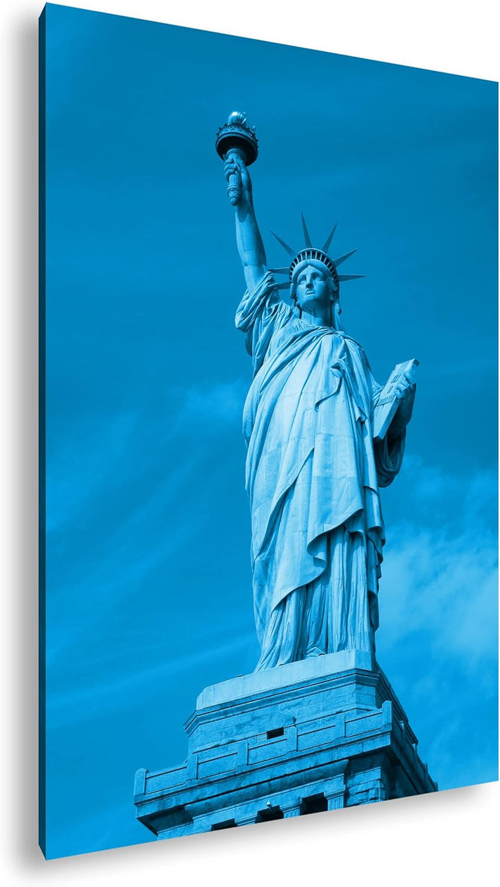 deyoli Die gigantische Freiheitsstatue Format 80x60 Effekt: Monocrome Blau als Leinwandbild, Motiv f