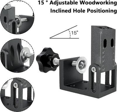 Pocket Hole Jig Set, Taschenloch Bohrschablone, 52 Stück Multifunktion Bohrer-Locator Schrägloch Boh