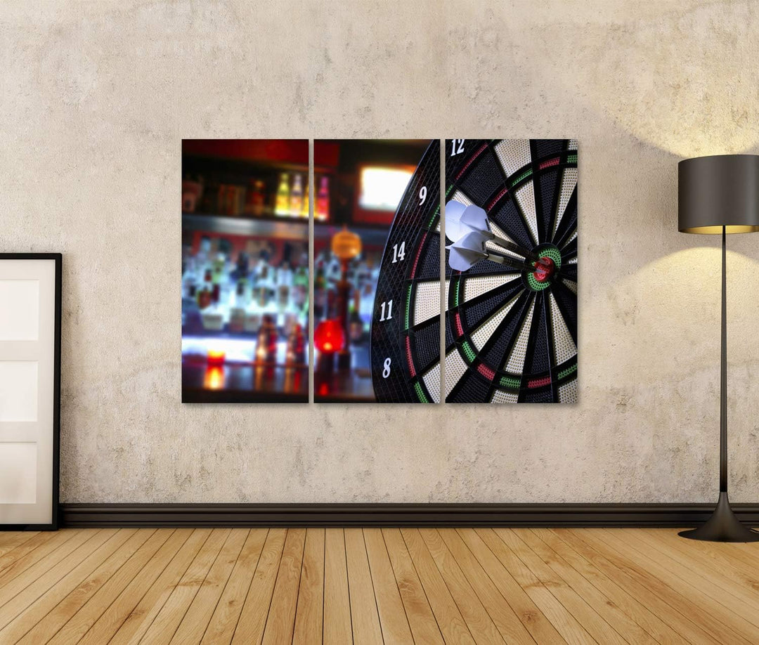 Bild Bilder auf Leinwand Darts Wandbild Poster Leinwandbild RSK 130x80cm - 3 Teile, 130x80cm - 3 Tei