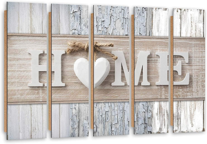 Feeby Wanddeko 5 teile Haus 150x100 cm Bilder modern Wanddekoration Herz Wohnzimmer Küche Grau Deko