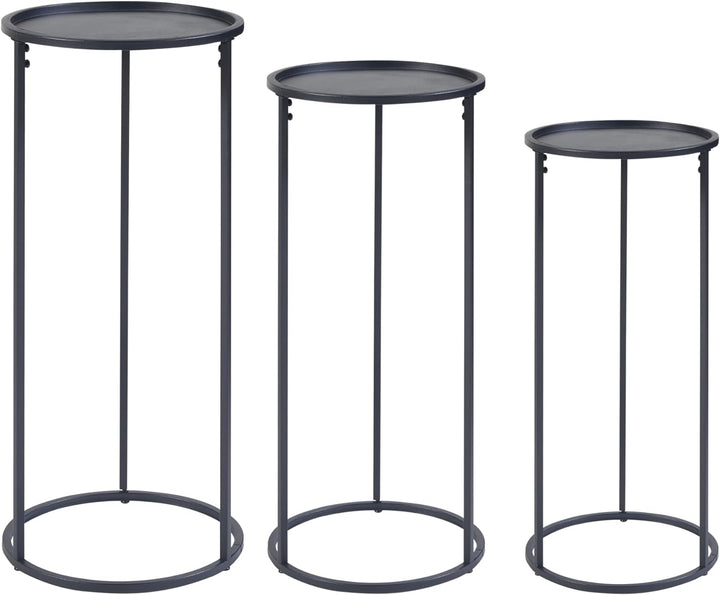[en.casa] Pflanzenständer Nesodden 3er Set Blumenständer Pflanzenregal Pflanzensäule in 3 Grössen Bl
