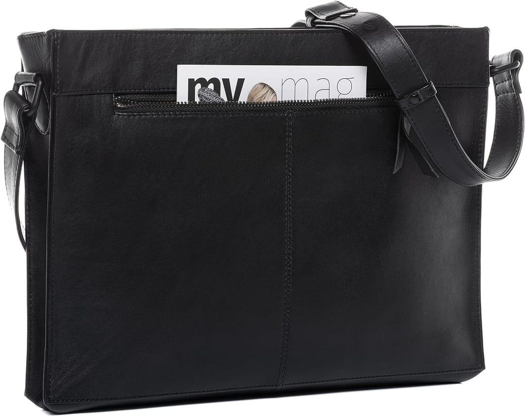 FEYNSINN BERLIN Schultertasche SELVA aus Premium Leder I Handtasche für Damen I Umhängetasche schwar