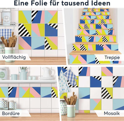 30 Stück Fliesenfolie für Bad und Küche 10x10 cm - Mosaikfliesen, Fliesensticker - Sticker Fliesen s