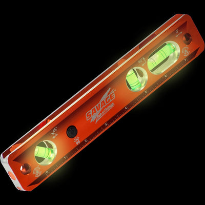 Swanson Tool Co TLL049M Savage Lightning Aluminum Torpedo Magnetic Illuminated Levels, 9", 3 Vials,