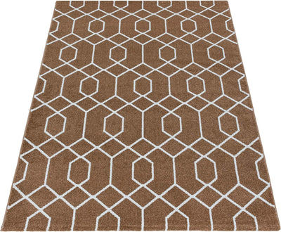 HomebyHome Teppich Wohnzimmer 80x250 cm Läufer Flur Kupfer Retro Linien Design - Schlafzimmer Teppic