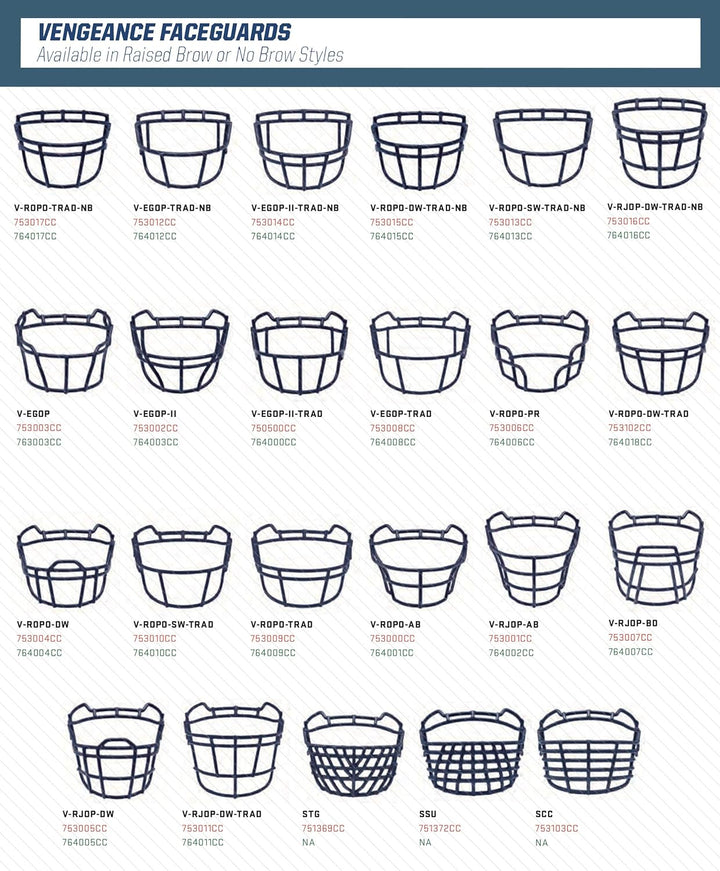 Schutt Sports Vego Trad Vengeance Varsity Fussball Gesichtsschutz aus Karbonstahl scharlachrot, scha