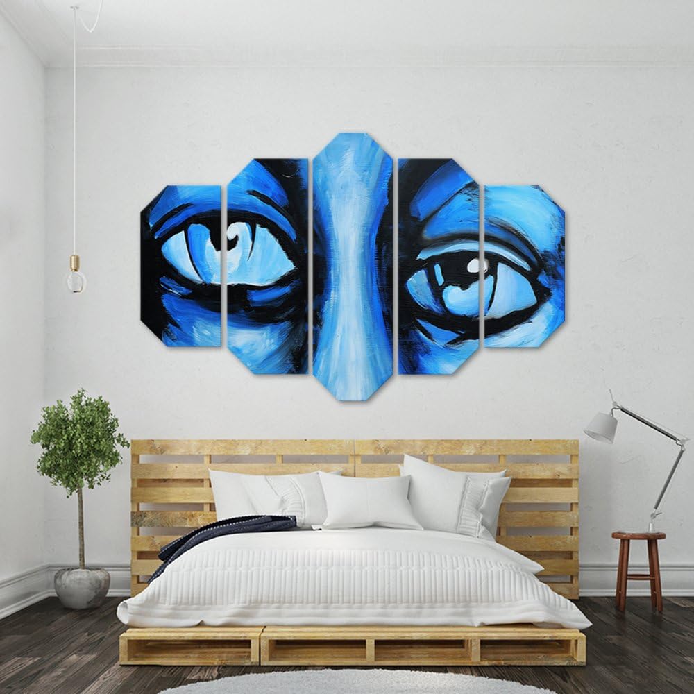 Deco Panel 5 Paneele Deko Wand Kunst Augen Blau 100x70 cm Deko Paneel 100x70 cm Blau_A, Deko Paneel