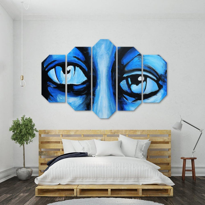 Deco Panel 5 Paneele Deko Wand Kunst Augen Blau 100x70 cm Deko Paneel 100x70 cm Blau_A, Deko Paneel