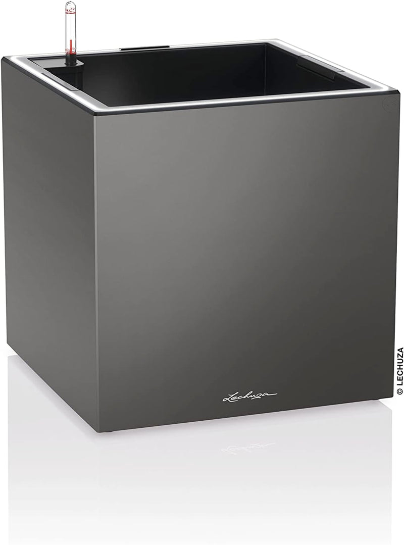 Lechuza Canto Premium 40 Low LED All-in-One Set anthrazit metallic 13783 40x40x40 cm Anthrazit Metal