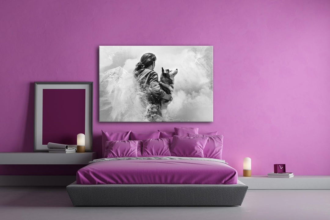 deyoli edler Husky Format: 100x70 Effekt: Schwarz/Weiss als Leinwand, Motiv fertig gerahmt auf Echth