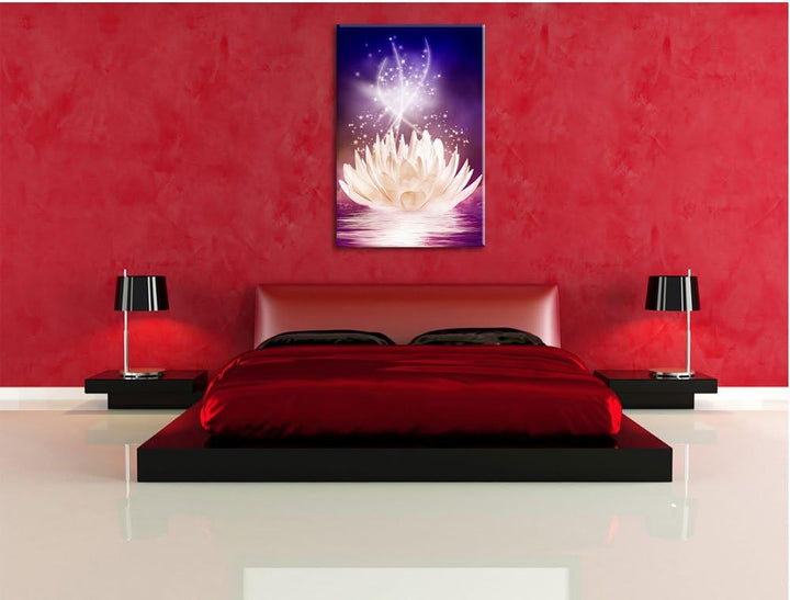 abstrakte Seerose, Format: 100x70 auf Leinwand, XXL riesige Bilder fertig gerahmt mit Keilrahmen, Ku