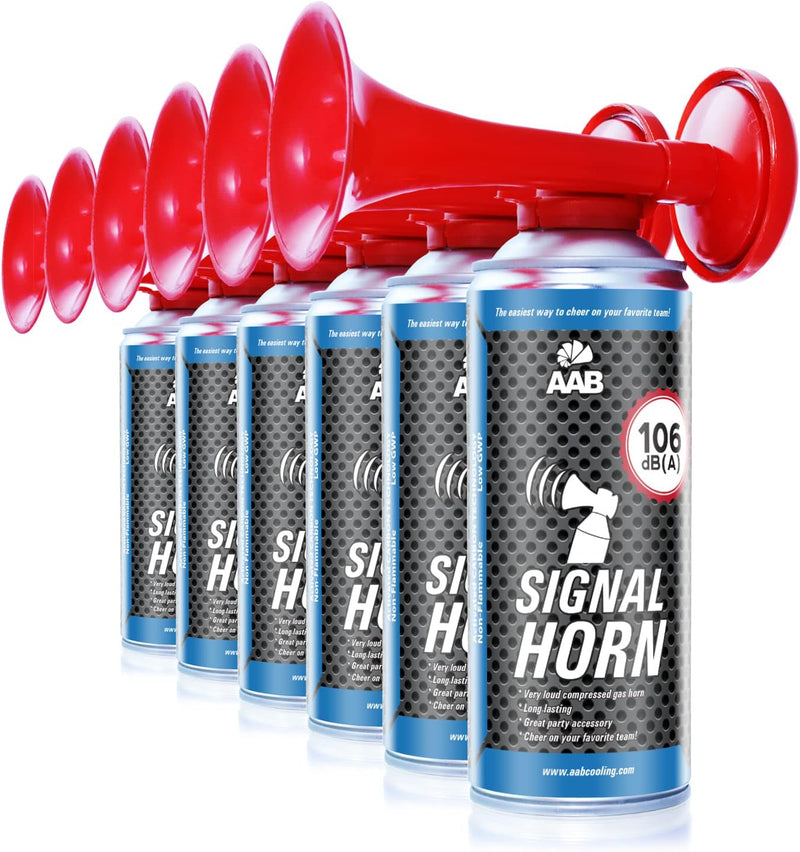 AAB Signal Horn – Laut Nebelhorn 106 dB(A) Mit Nicht Brennbarem Gas, Airhorn, Fussball Tröte, Gasfan