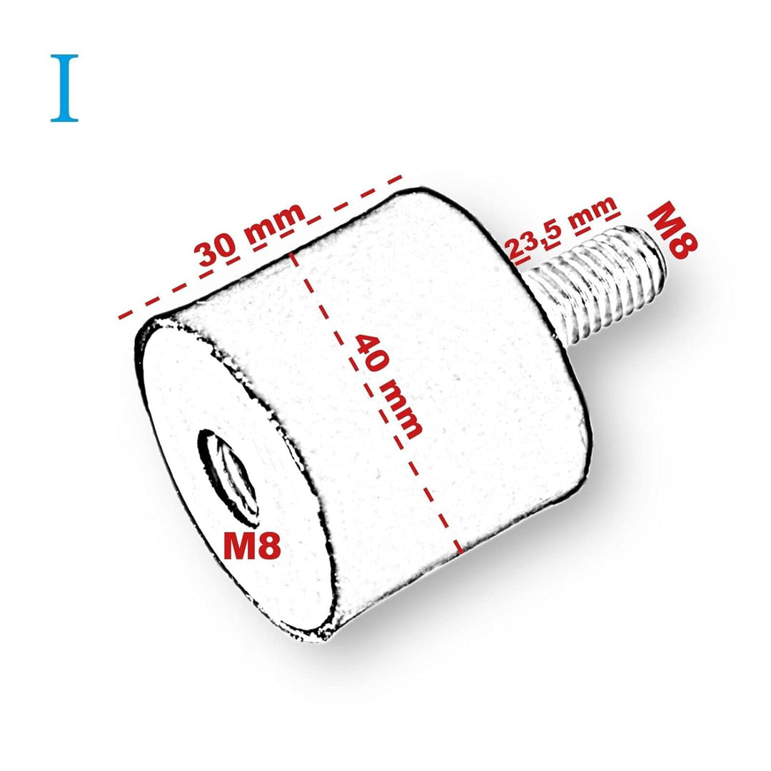 4x Gummipuffer Anti-Vibartion Schwingungsdämpfer Silentblock Maschinenfüsse Metall Gewinde ((I) M8 i