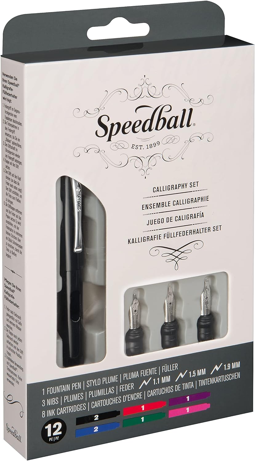 Unbekannt Speedball Kalligraphie Füllfederhalter-Set, silberfarben