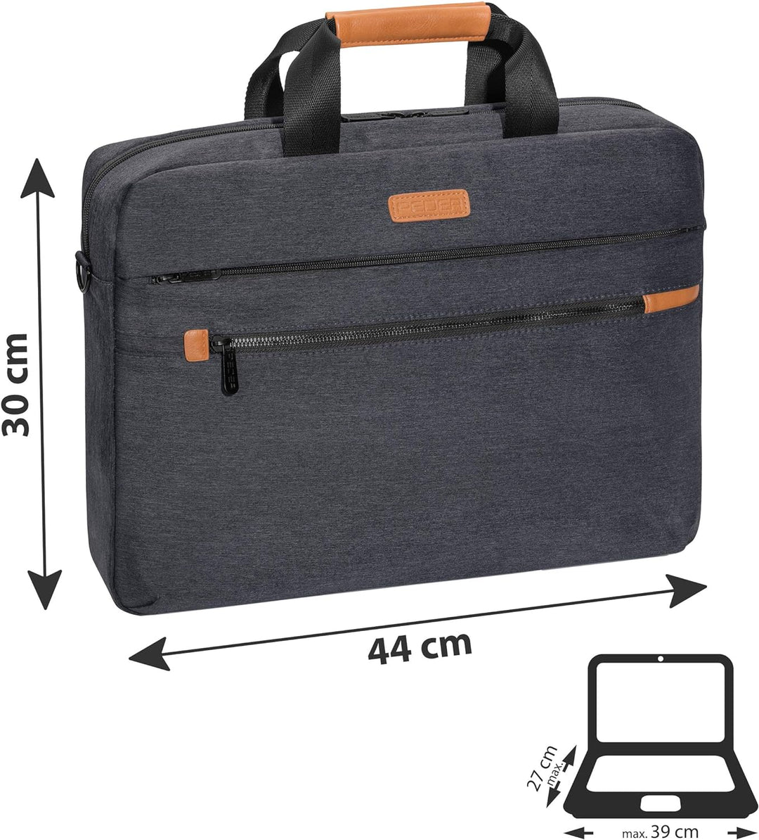 PEDEA Laptoptasche "Elegance Pro" Notebook-Tasche bis 15,6 Zoll (39,6 cm) Umhängetasche mit Schulter