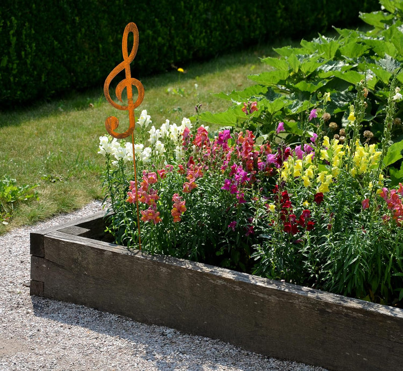 Blümelhuber Kleiner Notenschlüssel Gartenstecker - Rost Deko Figur für den Garten, den Balkon oder a