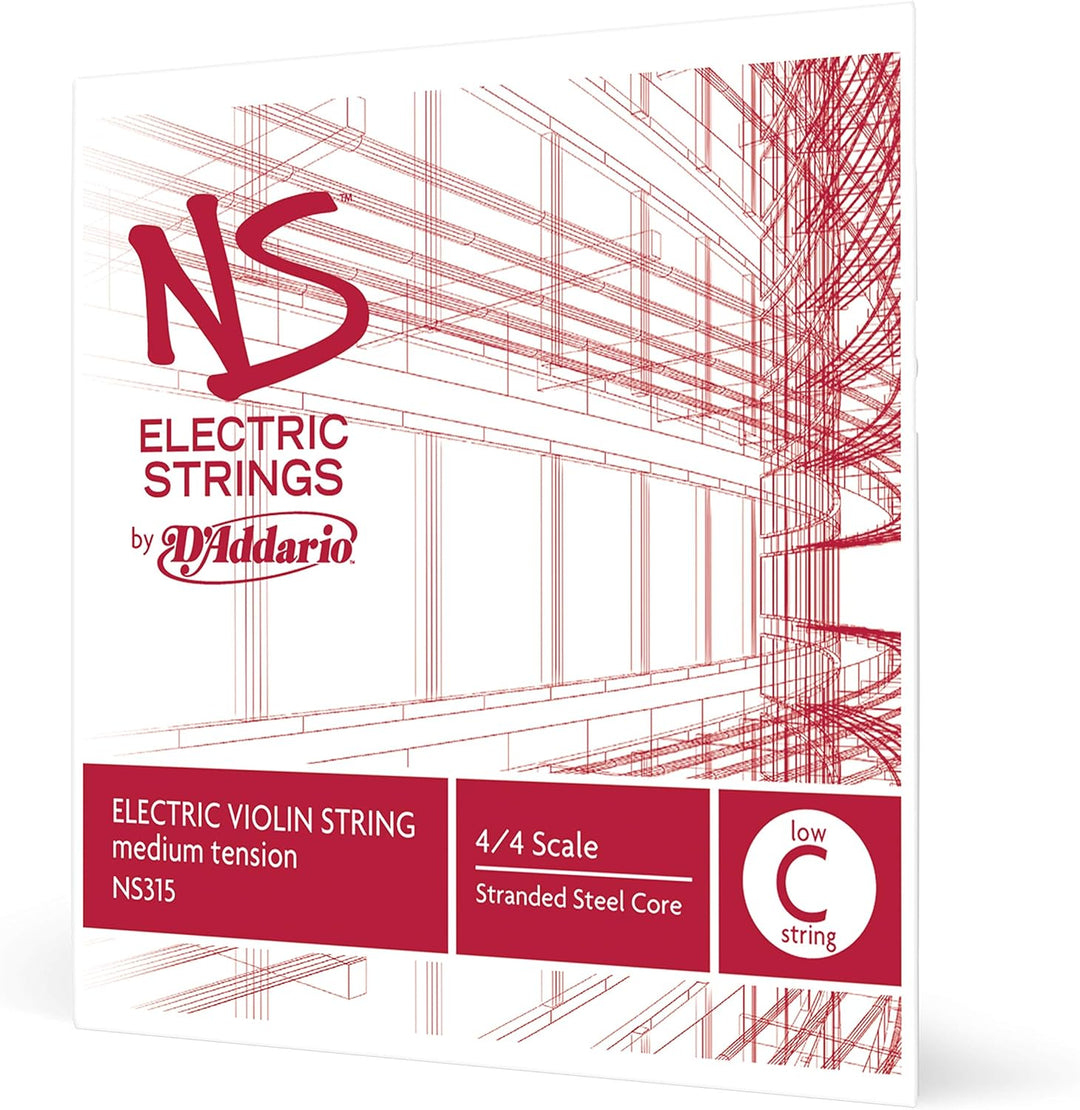 D'Addario NS315 Elektrik-Violinen Einzelsaite 'Low C' mehrfach verdrillter Stahlkern Medium Low C St