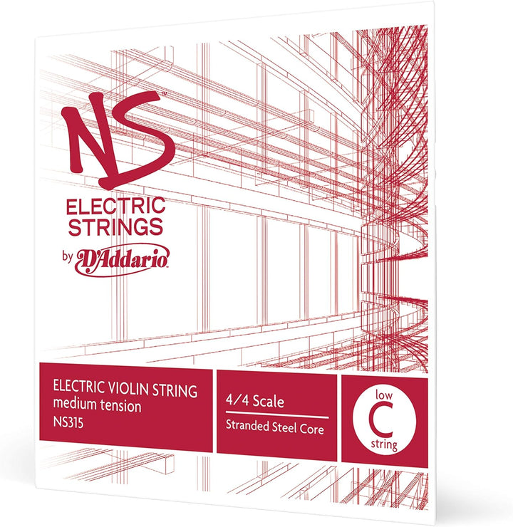 D'Addario NS315 Elektrik-Violinen Einzelsaite 'Low C' mehrfach verdrillter Stahlkern Medium Low C St