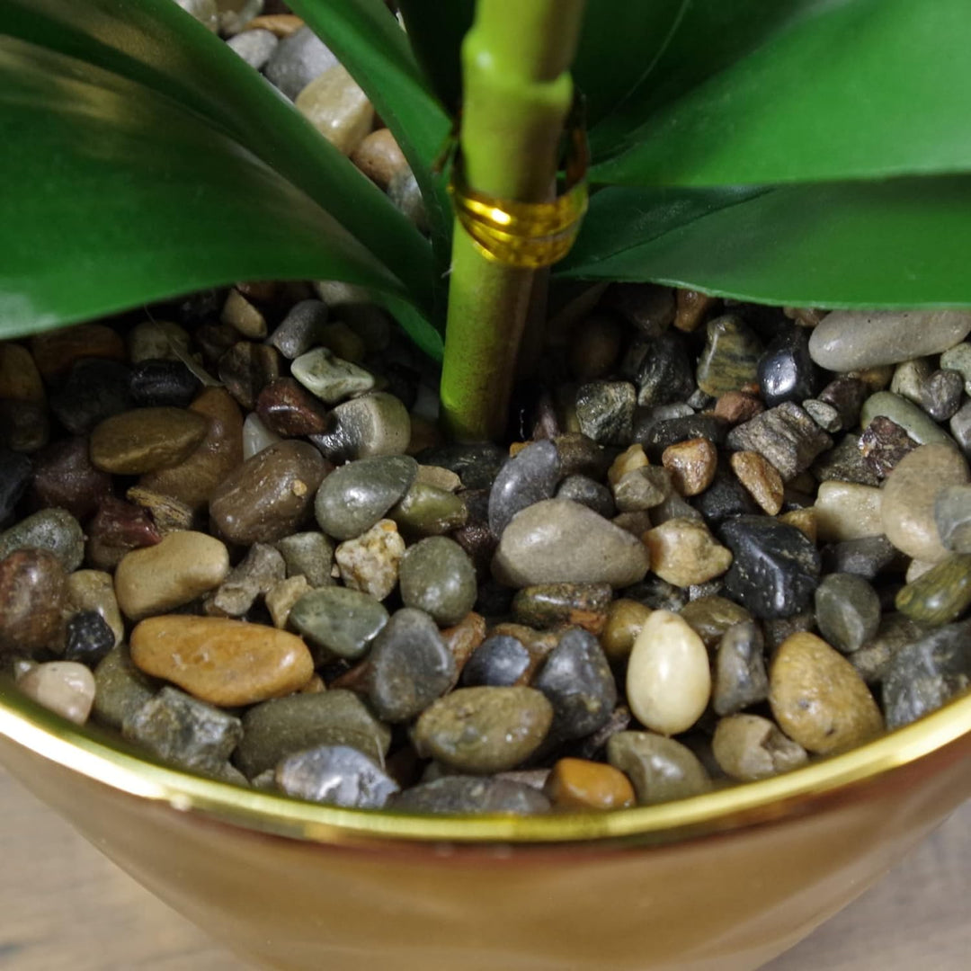 Leaf Design UK Realistische künstliche Orchidee im Topf 50 cm Dunkelrosa und Silberfarben, 50 cm Dun