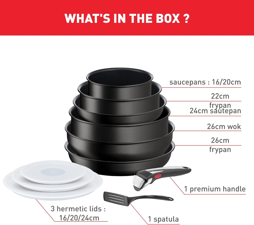 Tefal Ingenio Eco Resist On Kochgeschirr, 11 p, stapelbar, Induktion, leicht zu reinigen, Antihaftbe