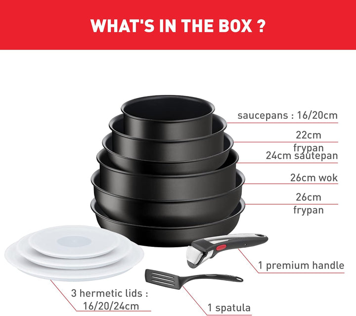 Tefal Ingenio Eco Resist On Kochgeschirr, 11 p, stapelbar, Induktion, leicht zu reinigen, Antihaftbe