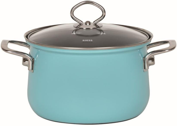 Riess, 0519-037, Starterset 4-TLG. NOUVELLE KRISTALLBLAU, bestehend aus 2 x Fleischtopf mit Glasdeck