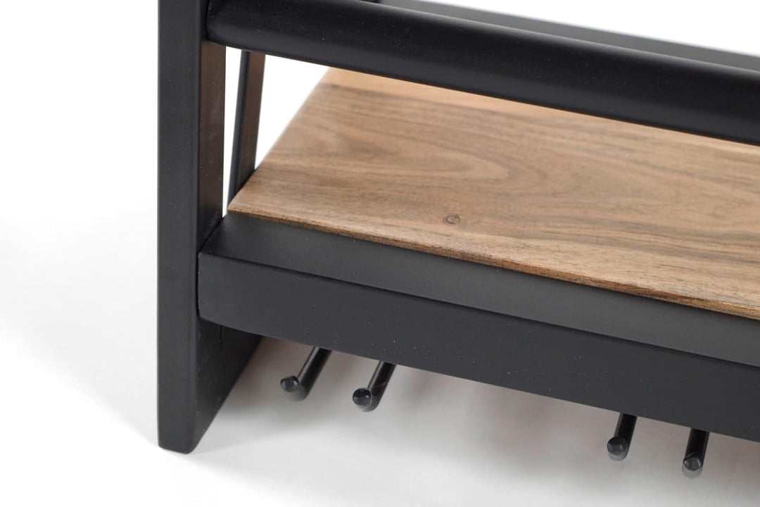 Kobolo Weinregal Wandregal - Syrah - aus Metall und Mangoholz 60x20x62